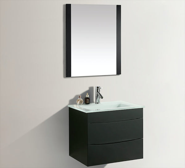 Meuble de salle de bain suspendu 80 cm en MDF avec miroir noir Vorich Easy Black sconto