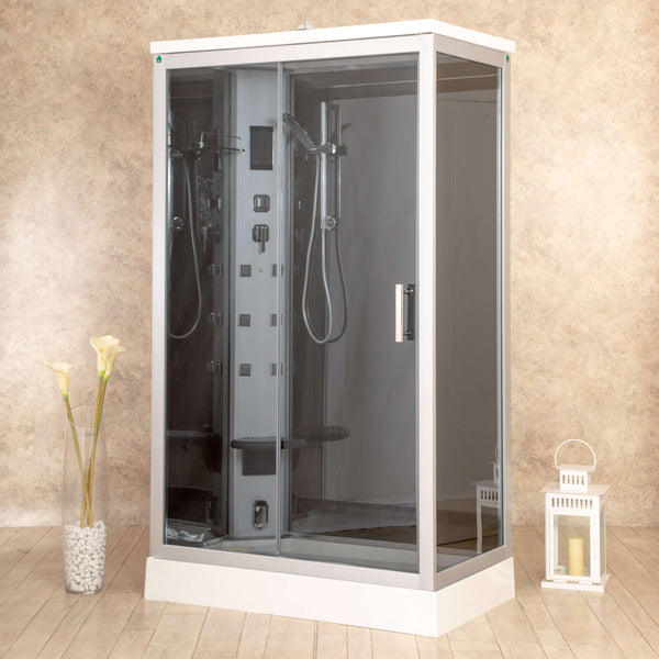 acquista Cabine de douche d'hydromassage 120x70 cm sauna bain turc et thérapie à l'ozone Vorich Air côté gauche