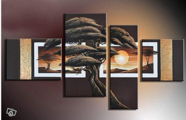 Cadre Peint à La Main Huile sur Toile Paysage 4 Panneaux Zaghi N 29 prezzo