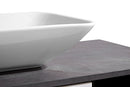 Mobile Bagno Sospeso 120 cm Lavabo e Specchio London Bianco Effetto Pietra-10