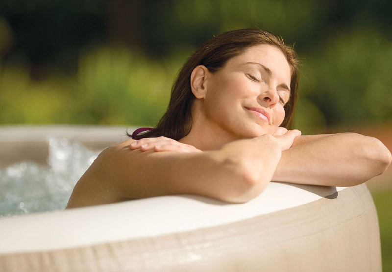 Vasca Idromassaggio da Esterno Gonfiabile Riscaldata 4 Posti Ø196x71 cm Intex 28426 Beige-7