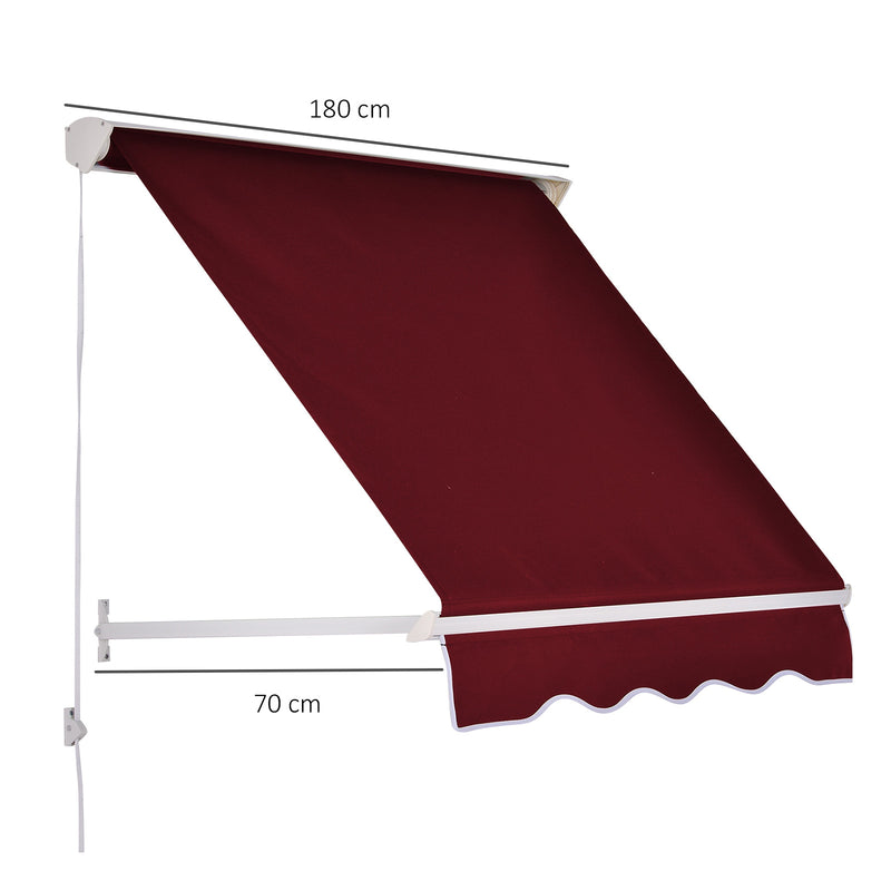 Tenda da Sole a Caduta 180×70 cm in Alluminio e Poliestere Rosso-3
