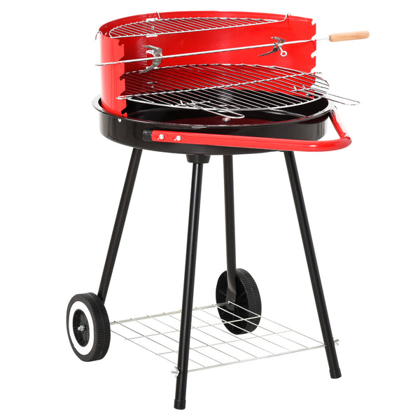 online Barbecue à charbon avec roues noires et rouges 67x51x82 cm