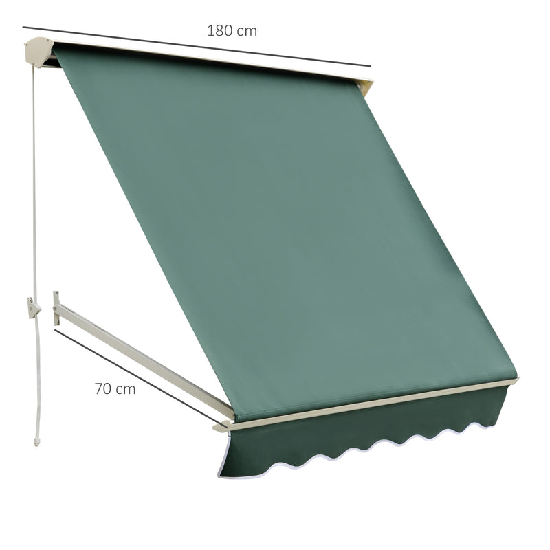Tenda da Sole a Caduta 180×70 cm in Alluminio e Poliestere Verde-3