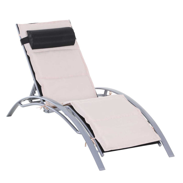 online Chaise Longue de Jardin Chaise Longue en Aluminium Fauteuil Relax Inclinable 170x64x80 cm