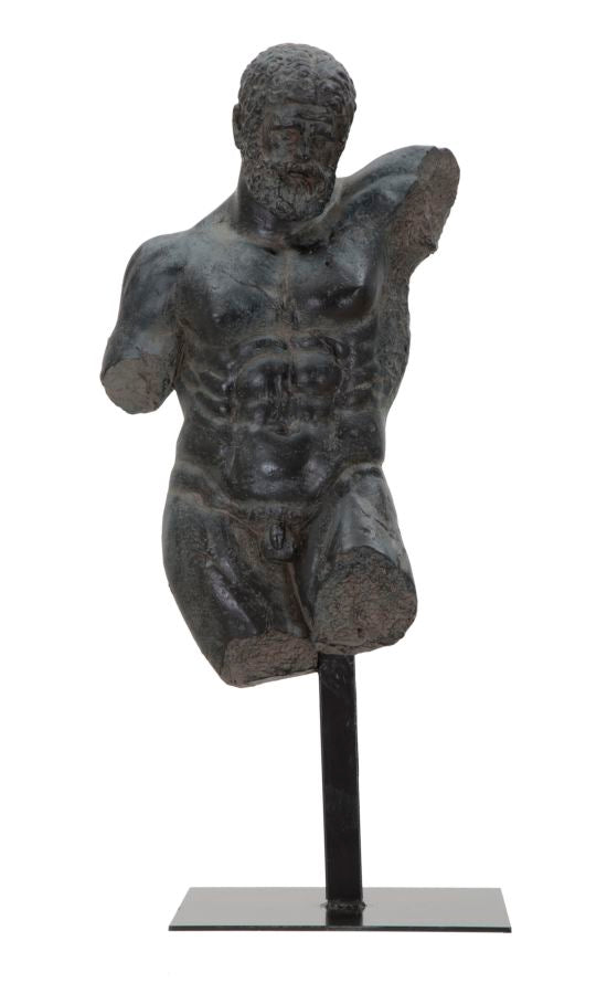 Scultura Museum Man 26x22x57,5 cm in Poliresina e Ferro Nero-1