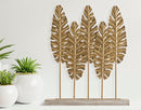 Scultura Long Leaf 47x10x57,5 cm in Ferro e MDF Oro-5