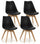 Lot de 4 Chaises 48,5x47x81,5 cm en Simili Cuir Noir