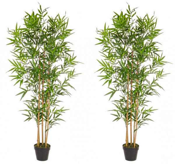 Set 2 Piante Artificiali di Bamboo 70x70x155 cm in Plastica con Vasi Verde prezzo