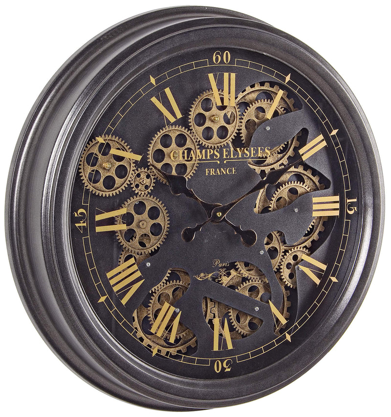 Orologio da Parete Ø52,5x8,7 cm in Acciaio e Vetro Engrenage-1
