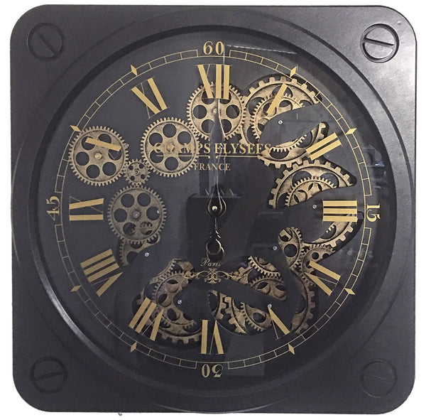 online Horloge Murale 49,5x7,5x49,5 cm en Acier et Verre Engrenage