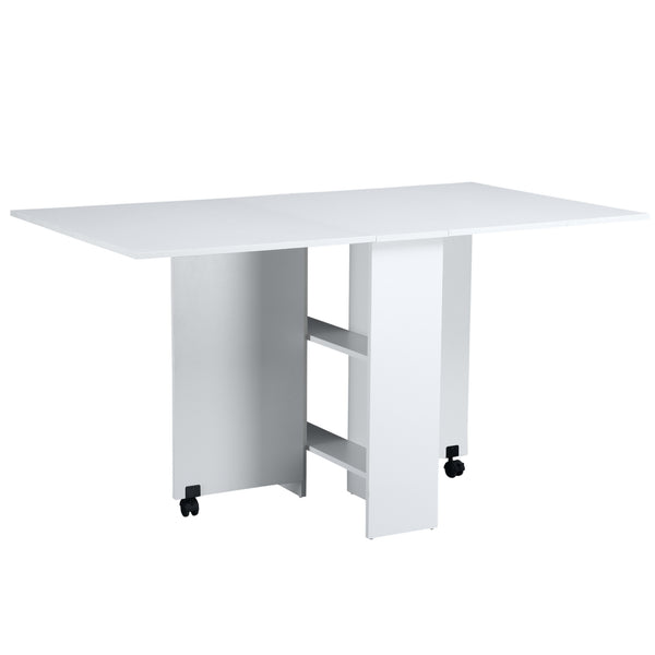 online Table pliante peu encombrante en bois blanc avec roulettes