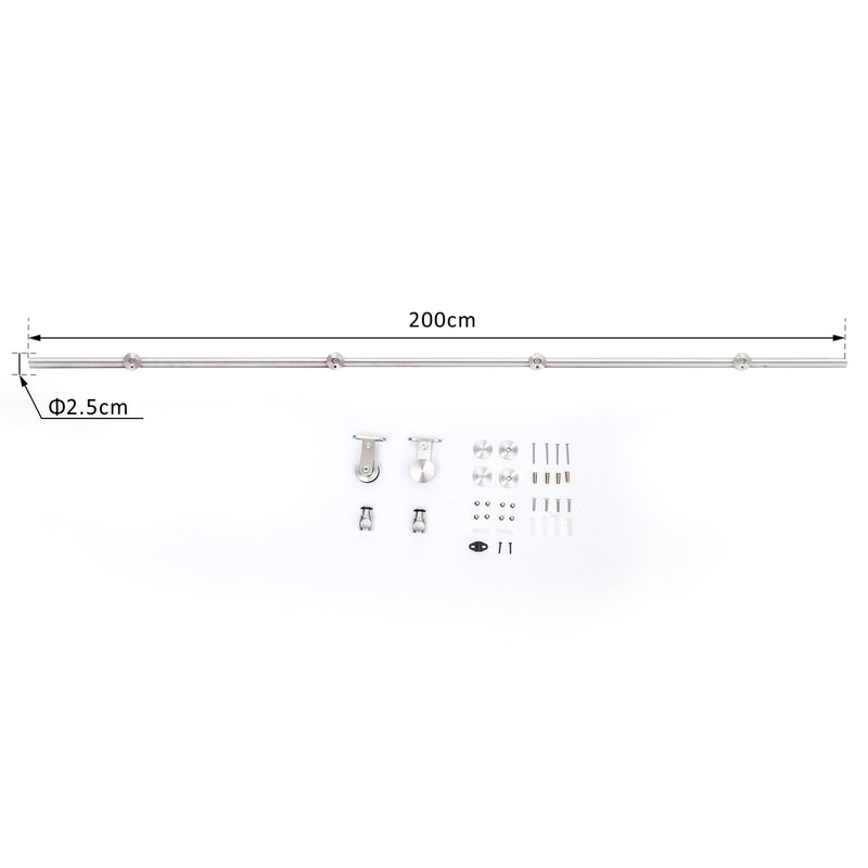 Binario per Porta Scorrevole con Kit di Accessori in Acciaio Inox 200 cm -3