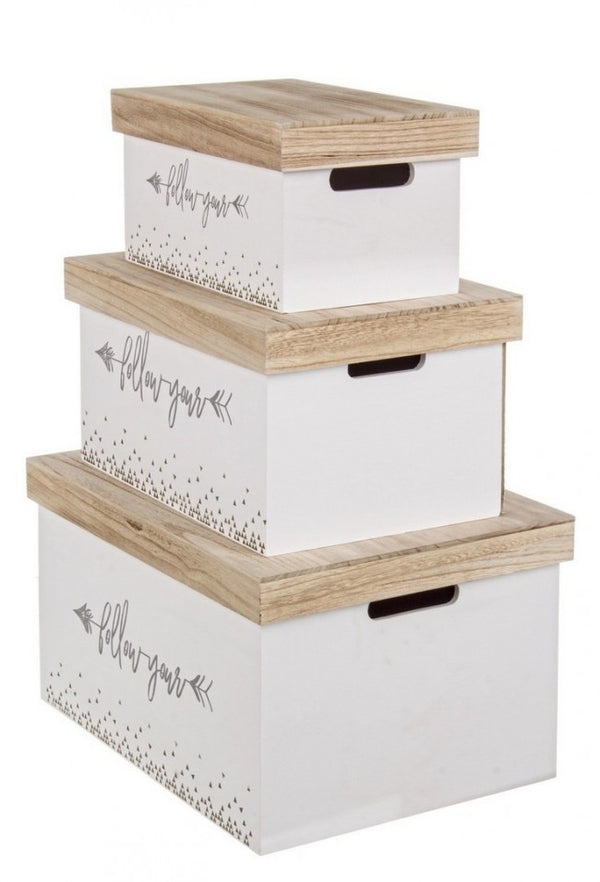 Lot de 3 boîtes rectangulaires en bois Bia-Nat Ally prezzo
