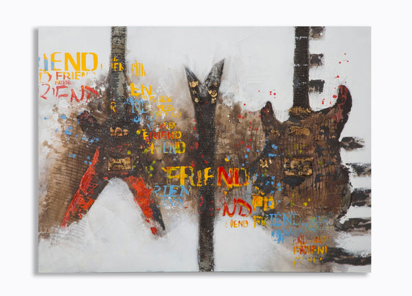 Peint sur Toile Guitares Arty 120x3,5x90 cm en Bois et Toile prezzo