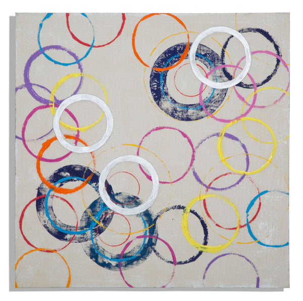 online Peinture sur Toile Cercles Flottants 80x3x80 cm en Bois et Toile