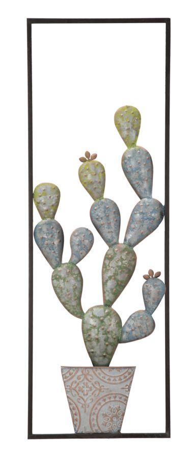 Panneau Cactus-Frame 31x2,5x90 cm en fer vert et bleu sconto