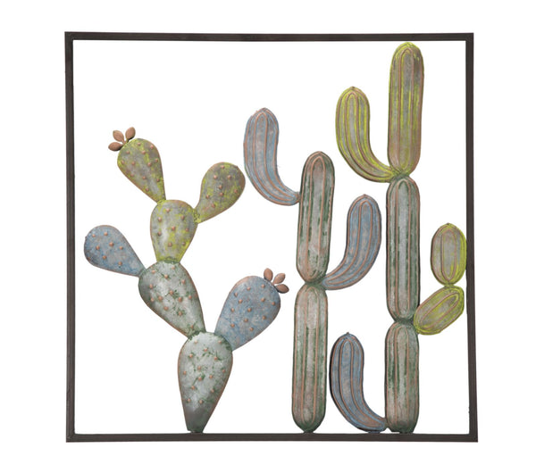 acquista Panneau Cactus-Frame 50x1,3x50 cm en fer vert et bleu