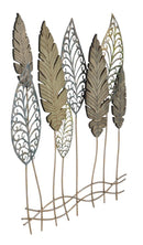 Pannello e Legno Foglie 75x2,5x87 cm in Ferro e MDF Oro e Argento-2