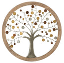 Pannello da Muro Albero della Vita Mirror Ø61x1,8 cm in Ferro e MDF Oro e Naturale-1