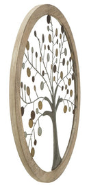 Pannello da Muro Albero della Vita Mirror Ø61x1,8 cm in Ferro e MDF Oro e Naturale-2