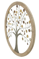 Pannello da Muro Albero della Vita Mirror Ø61x1,8 cm in Ferro e MDF Oro e Naturale-3