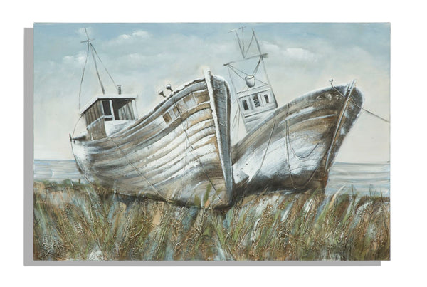prezzo Peint sur Toile Bateaux 120x3,7x80 cm en Aluminium Plastique et Toile