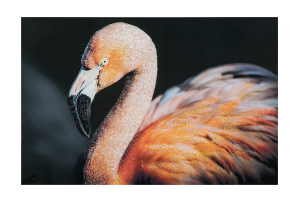 prezzo Impression sur Toile avec Applications Flamingo 120x3,8x80 cm en Bois et toile