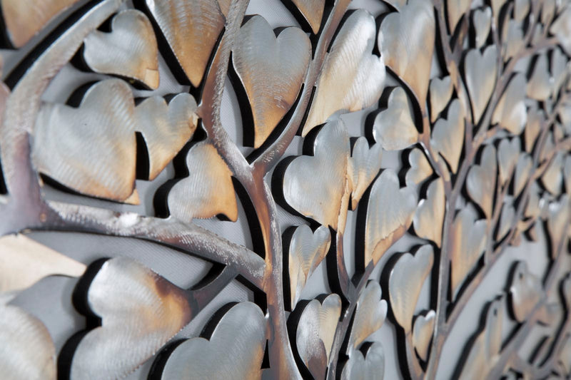 Dipinto Alluminio Albero 120x3,8x60 cm in Legno di Pino Metallo e Canvas-2