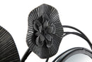 Pannello Specchio Dark Round 117x5,5x49 cm in Ferro Nero e Grigio-5