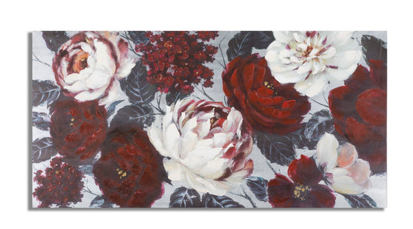 prezzo Peinture sur Toile Blanc/Rouge Fleur Darkback 120x3,7x60 cm en Bois de Pin et Toile Multicolore