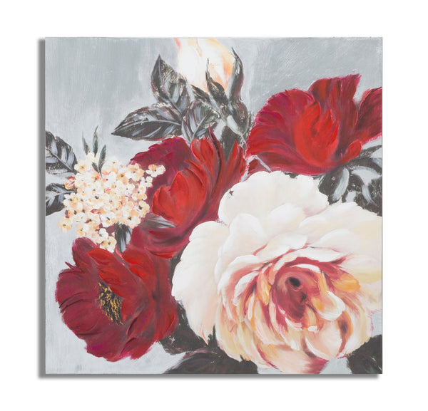 Peinture sur Toile Fleur Rouge Carré 90x3,7x90 cm en Bois de Pin et Toile Multicolore online