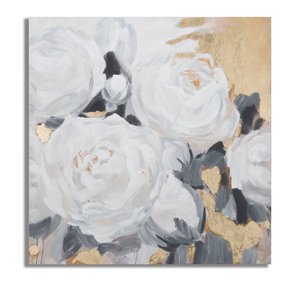 Peinture sur Toile Fleur Blanche 90x3,7x90 cm en Bois de Pin et Toile Multicolore acquista