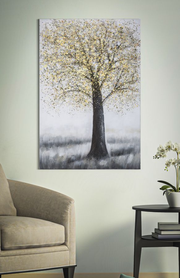 Dipinto su Tela Tree Simple 80x3,8x120 cm in Legno di Pino e Canvas Multicolor-6