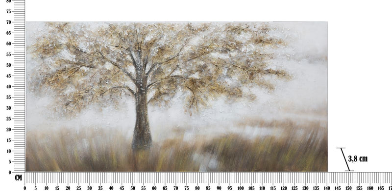Dipinto su Tela Tree Dark 140x3,8x70 cm in Legno di Pino e Canvas Multicolor-6