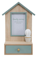 Cornice Cactus con Cassetto 20,5x8,5x31 cm MDF e Vetro Grigio-2