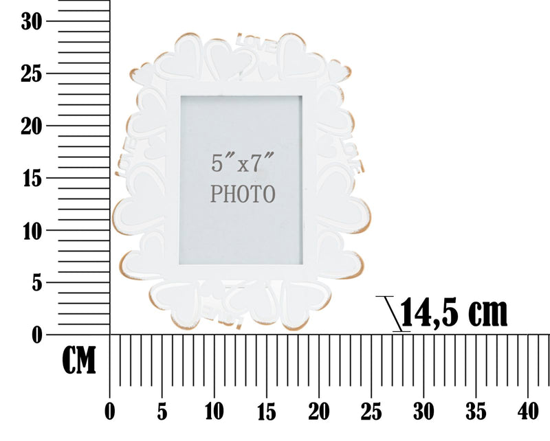 Cornice Heart 25x14,5x27,7 cm in Ferro e Vetro Bianco e Oro-6