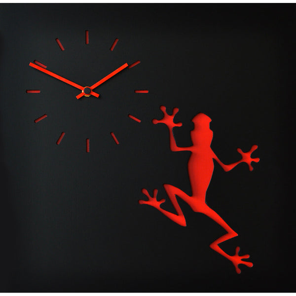 prezzo Horloge Murale Carrée 38,5X38,5Cm Pirondini Italia Ila Grenouille Noire Et Rouge
