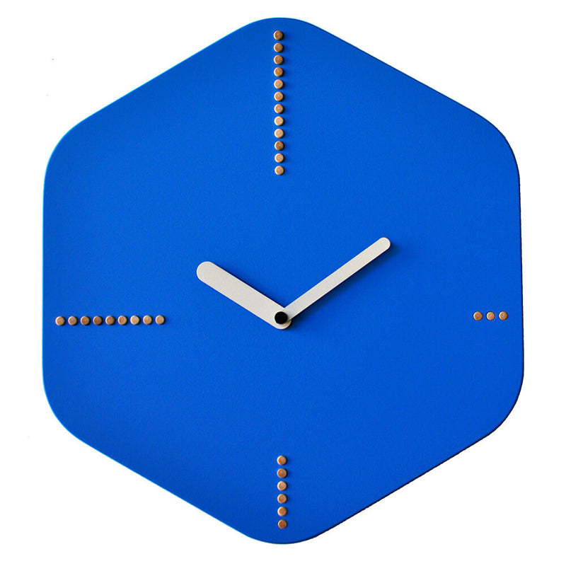 Orologio da Parete Esagonale 34,5X38Cm Pirondini Italia Hexagon Blu-1