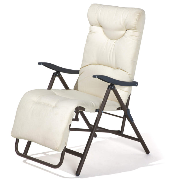 Chaise longue de jardin pliante 87/141x62x80/106,5 cm assise rembourrée beige acquista