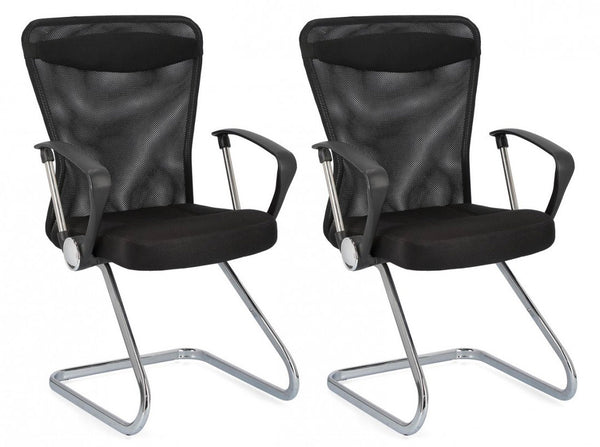 Lot de 2 fauteuils avec accoudoirs 57,5x59x47,51 cm Kingston en tissu noir sconto