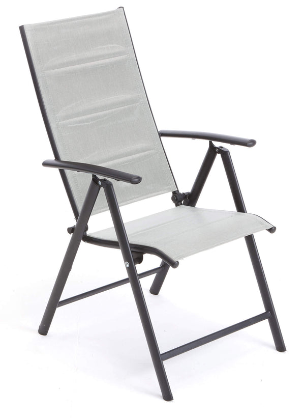 Chaise de jardin pliante 68x55x105 cm en acier et textilène gris acquista