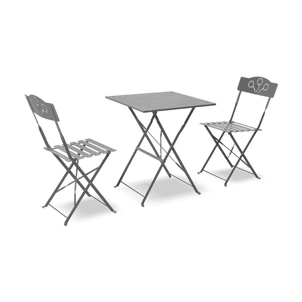 Salon de jardin pliant en fer avec table et 2 chaises Taddei Bistro Anthracite sconto