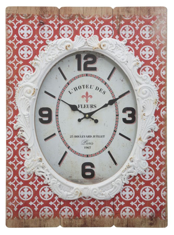 sconto Horloge Brillante 42x7,5x58 cm MDF et Verre Rouge et Blanc
