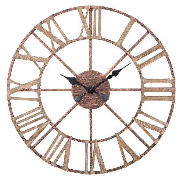 sconto Horloge Murale Plus Ø71,5x4 cm en Fer et MDF Marron