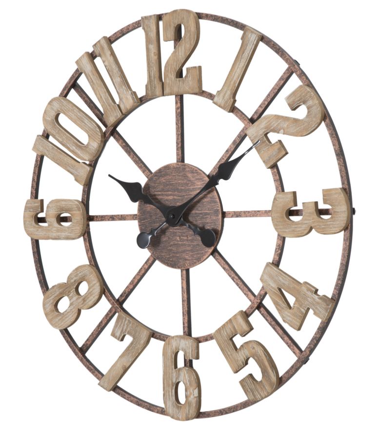 Orologio da Muro Source Ø63,5x4 cm in Ferro e MDF Marrone-3