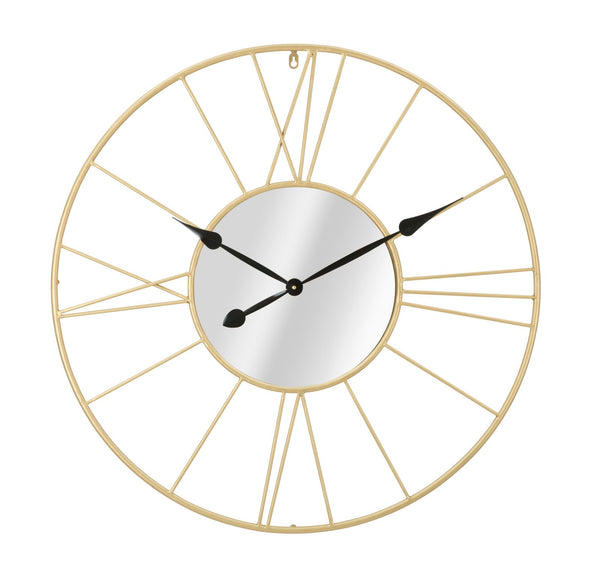sconto Horloge/Miroir Glam Stick Ø80x6 cm en Fer Doré et Noir
