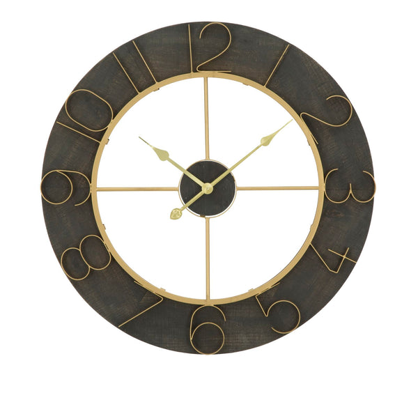 acquista Horloge Murale Dark Glam Ø70x5 cm en Fer et MDF Noir et Or