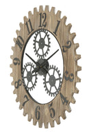 Orologio da Muro Ingranaggio Plus Ø60x4 cm in Ferro e MDF Nero-3