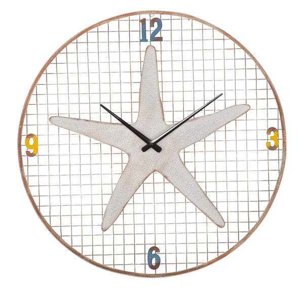 Horloge murale étoile de mer Ø57x3,5 cm en fer blanc prezzo